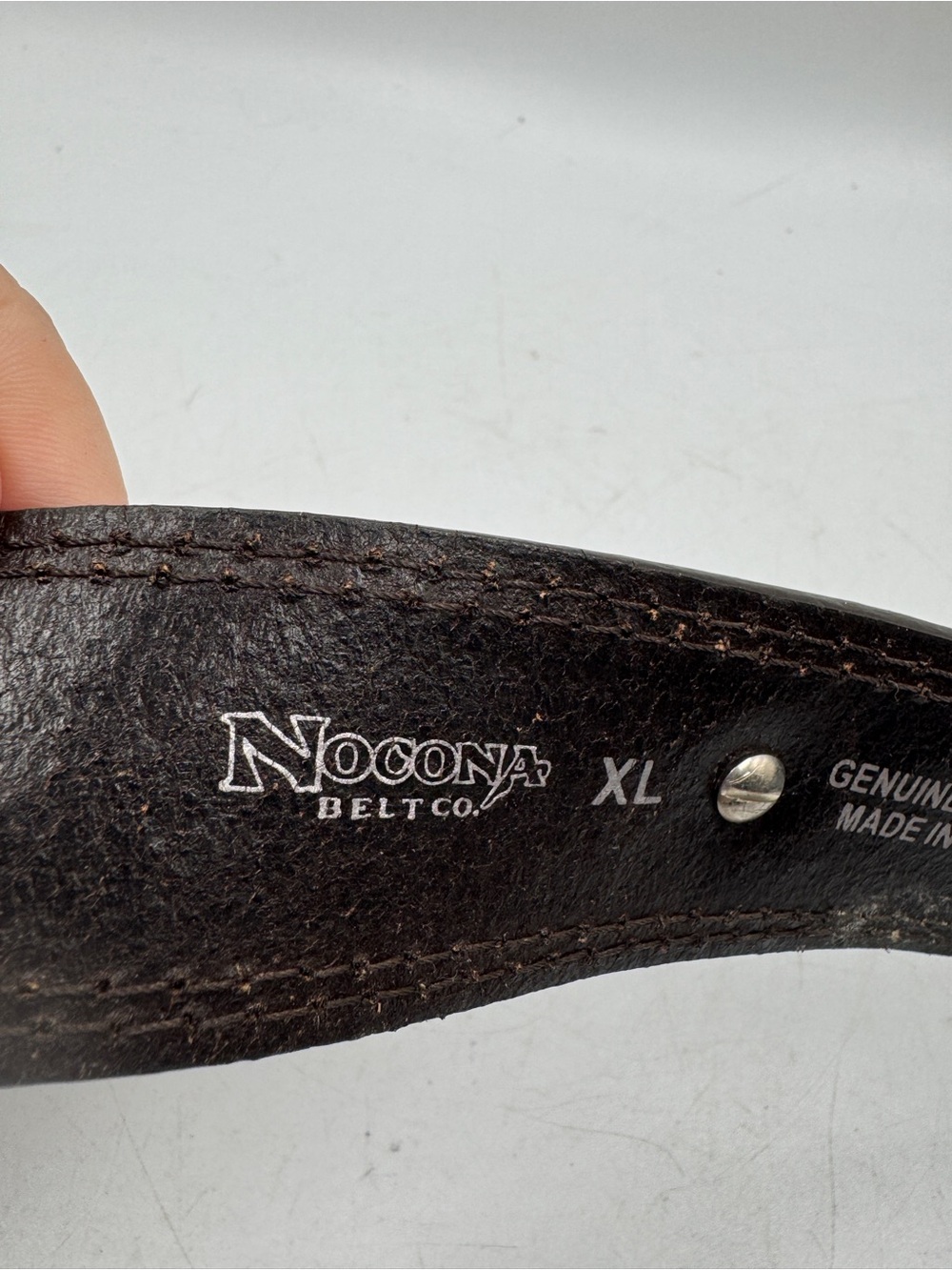 Tooled Leather Western Belt with Ornate Sparkle Floral Buckle - Teal & Brown XL - Picture 8 of 12